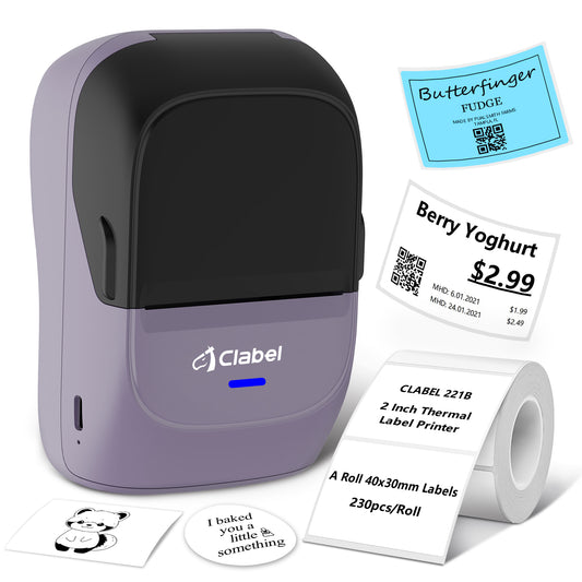 CLABEL 221B Label Maker Machine with Tape Purple