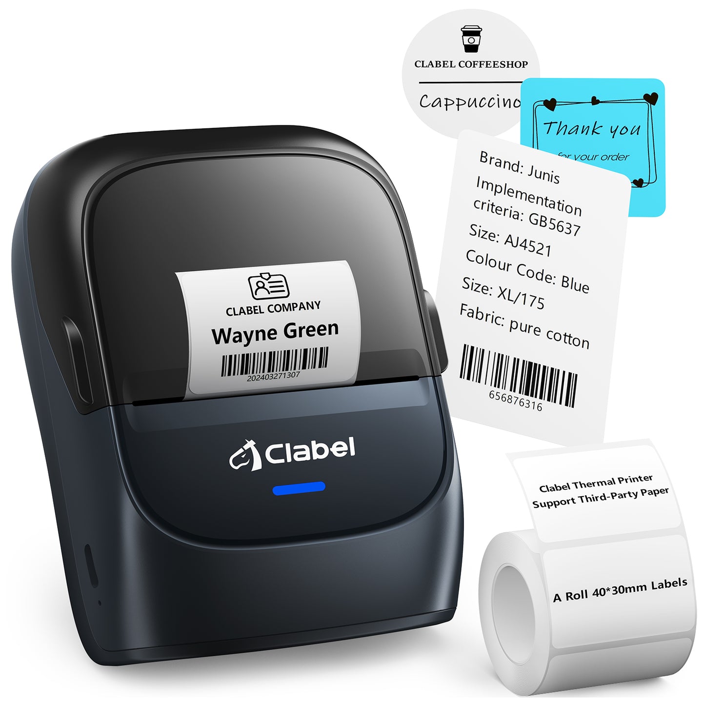 CLABEL 221B Label Maker Machine with Tape Blue