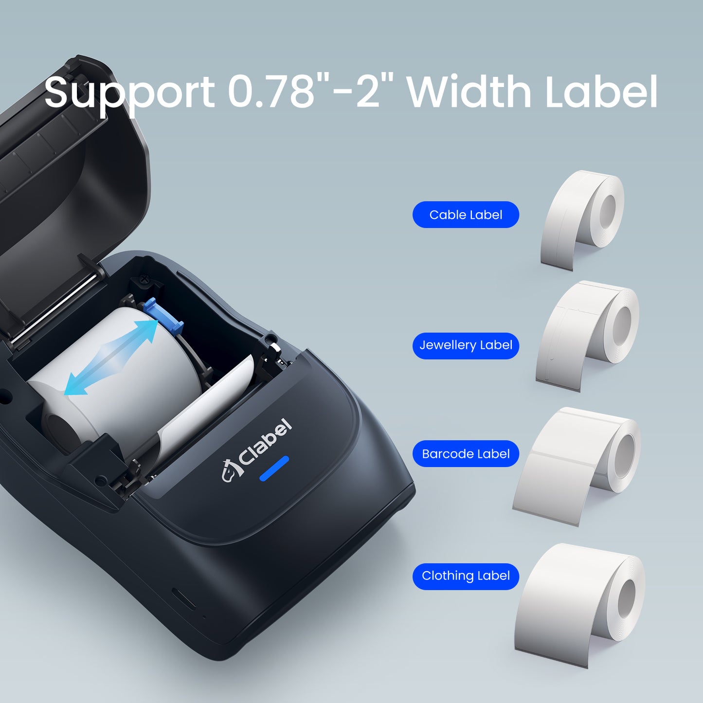 CLABEL 221B Label Maker Machine with Tape Blue